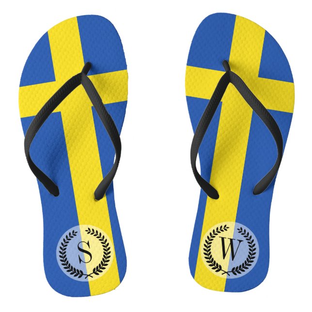 Flag of Sweden Flip Flops (Footbed)
