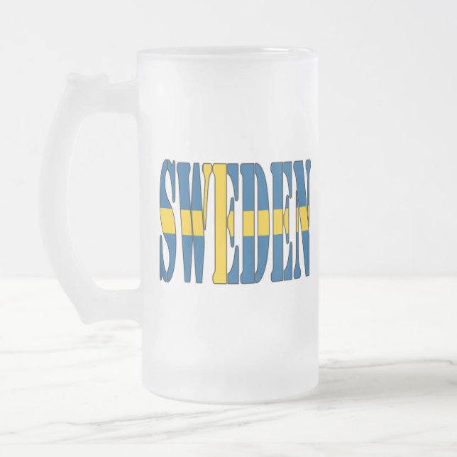 Flag of Sweden Frosted Glass Mug (Left)