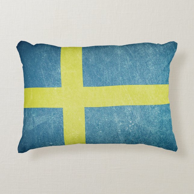 Flag of Sweden Grunge Decorative Cushion (Front)