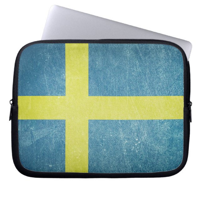 Flag of Sweden Grunge Laptop Sleeve (Front)