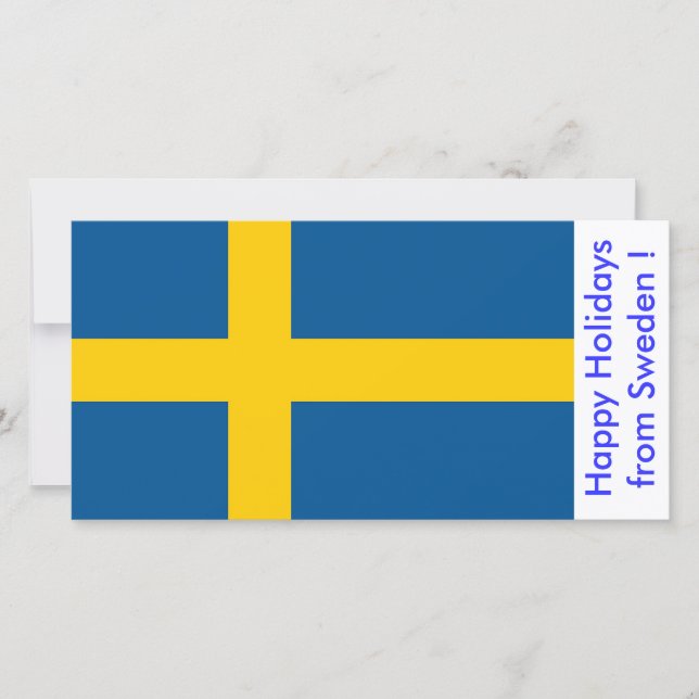Flag of Sweden, Happy Holidays from Sweden Holiday Card (Front)
