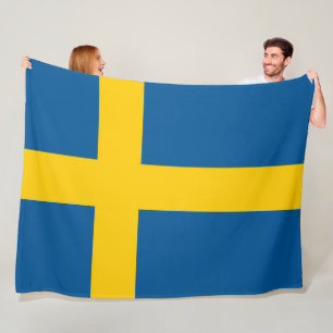 Flag of Sweden large Fleece Blanket