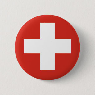 Flag of Switzerland 6 Cm Round Badge