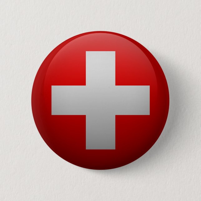 Flag of Switzerland 6 Cm Round Badge (Front)