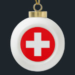 Flag of Switzerland Ceramic Ball Christmas Ornament<br><div class="desc">National flag of Switzerland.</div>