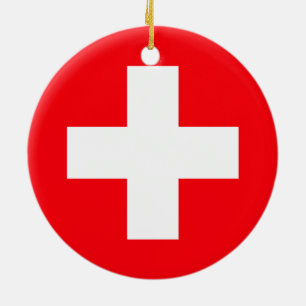 Flag of Switzerland Ceramic Tree Decoration