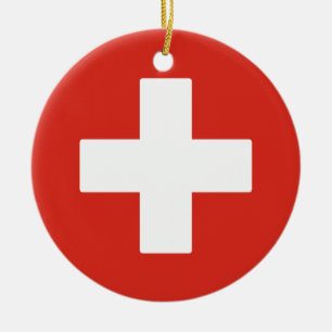 Flag of Switzerland Ceramic Tree Decoration