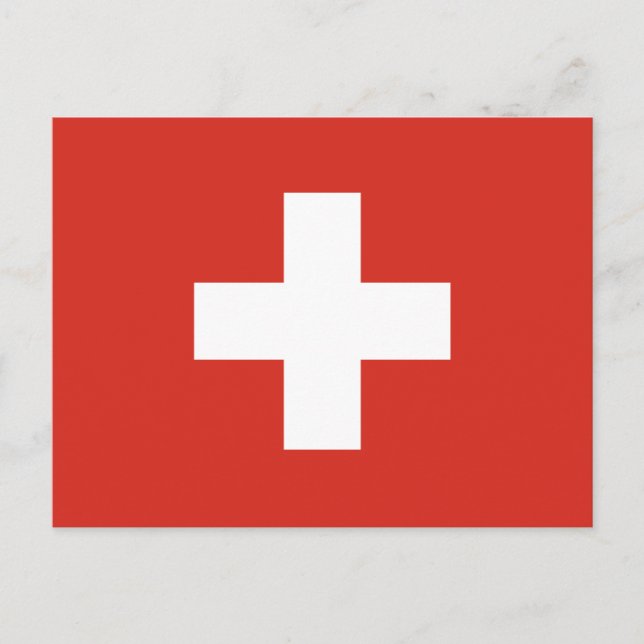 Flag of Switzerland Die Nationalflagge der Schweiz Postcard (Front)
