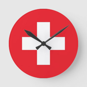 Flag of Switzerland Round Clock