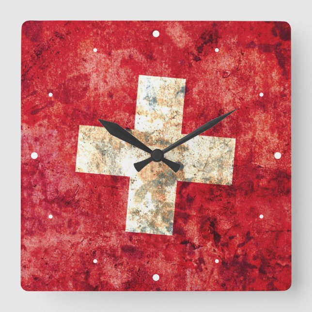 Flag of Switzerland Square Wall Clock (Front)