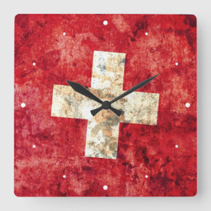 Flag of Switzerland Square Wall Clock