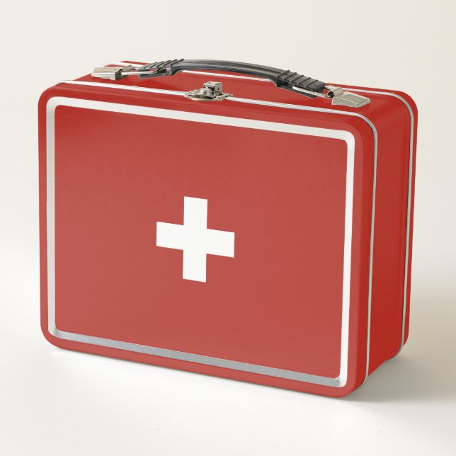 Flag of Switzerland - Switzerland - Suisse - Svizz Metal Lunch Box (Front)