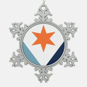 Flag of Syracuse, New York Snowflake Pewter Christmas Ornament