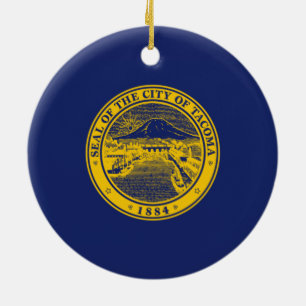 Flag of Tacoma (Washington City) Ceramic Tree Decoration