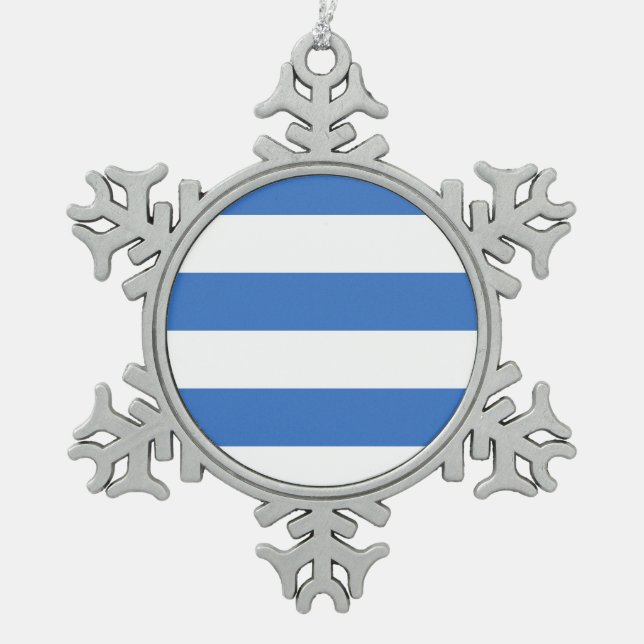 Flag of Tallinn, Estonia Snowflake Pewter Christmas Ornament (Front)