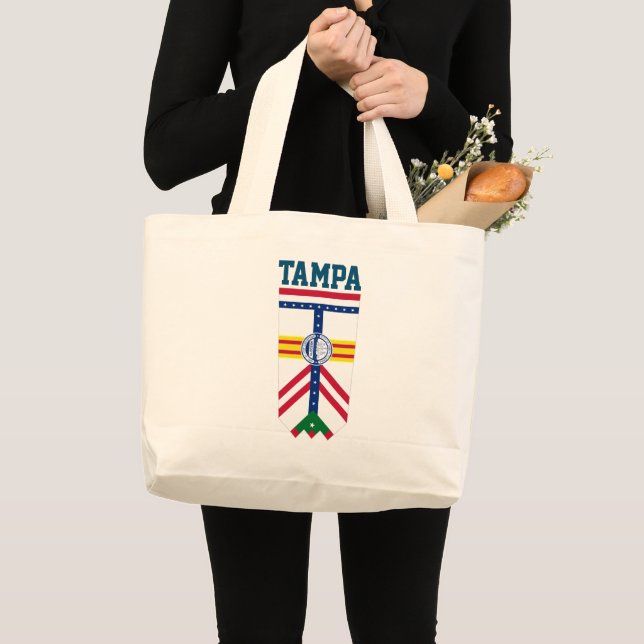 Flag of Tampa, Florida Large Tote Bag (Front (Product))