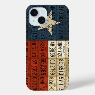 Flag of Texas Lone Star State License Plate Art iPhone 15 Case