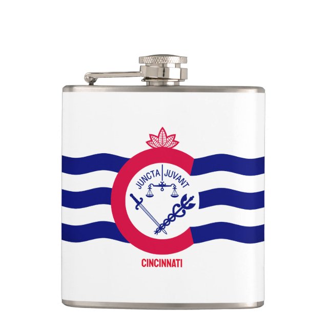 Flag of the City of Cincinnati, Ohio Hip Flask (Front)