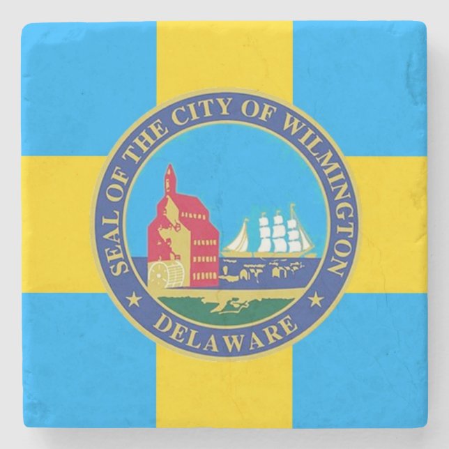 Flag of the City of Wilmington, Delaware Stone Coaster (Front)