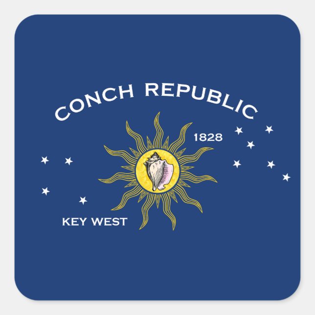 Flag of the Conch Republic, Flag of Key West Square Sticker (Front)