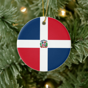 Flag of the Dominican Republic Ceramic Tree Decoration