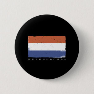 Flag of the Holland With Netherlands Text 6 Cm Round Badge