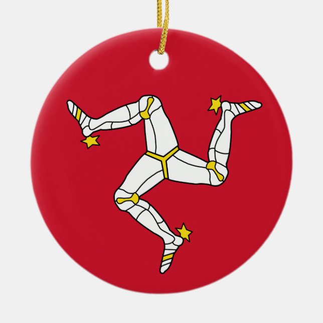 Flag of the Isle of Man Ceramic Tree Decoration (Front)