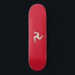 Flag of the Isle of Man Skateboard<br><div class="desc">This design features the flag of the Isle of Man (brattagh Vannin), which is composed of three armoured legs with golden spurs upon a red background. It has been the official flag since 1932 and is based on the Manx coats of arms, which dates back to the 13th century. The...</div>