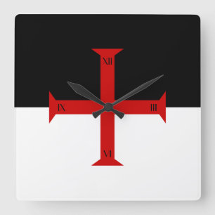Flag of the Knights Templar Square Wall Clock