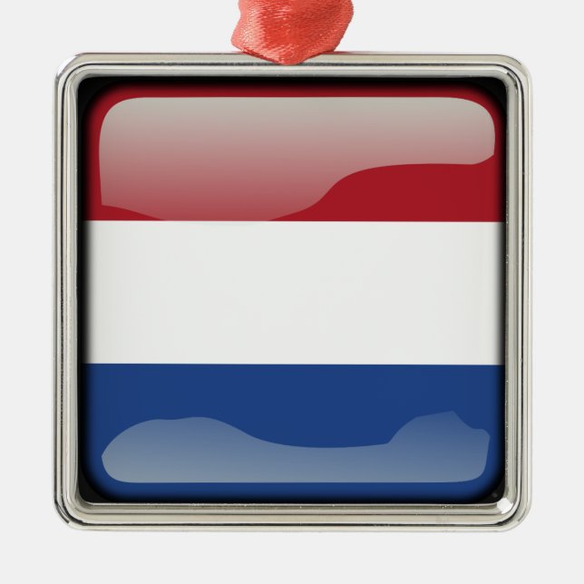 Flag of the Netherlands Metal Tree Decoration (Front)