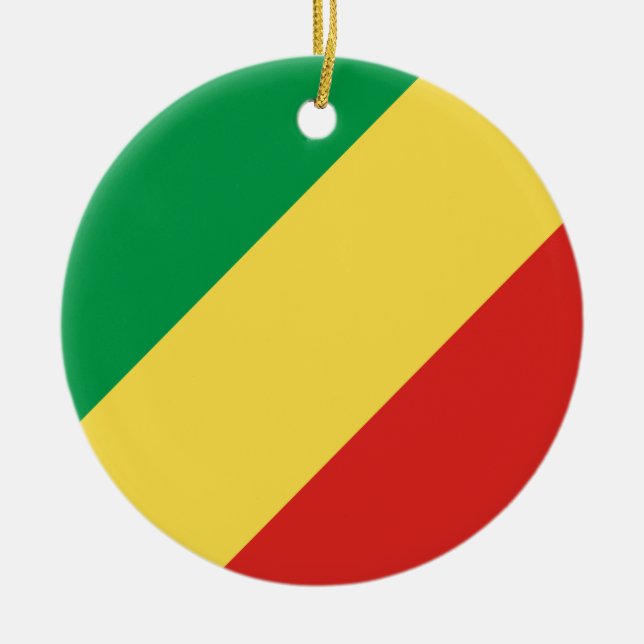 Flag of the Republic of the Congo Ceramic Tree Decoration (Front)
