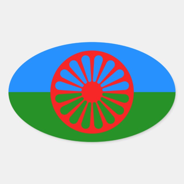 Flag of the Romani people Oval Sticker (Front)