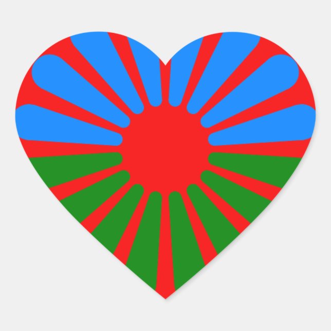 Flag of the Romani people - Romani flag Heart Sticker (Front)