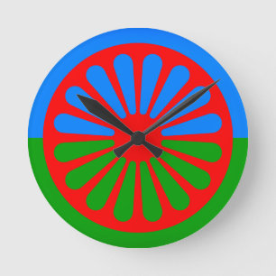 Flag of the Romani people Round Clock