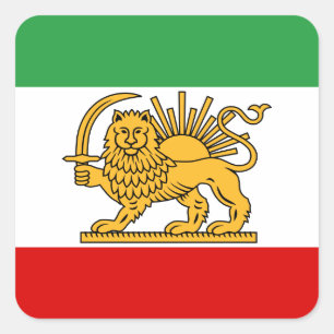 Flag of the Shah of Iran (1964-1980) شیر و خورشید Square Sticker