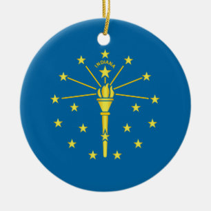 Flag of the State of Indiana Ceramic Tree Decoration