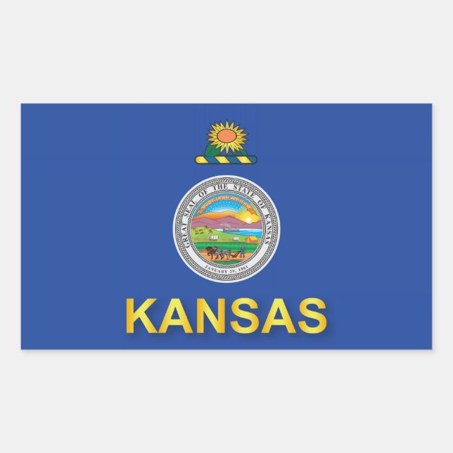 Flag of the State of Kansas Rectangular Sticker (Front)