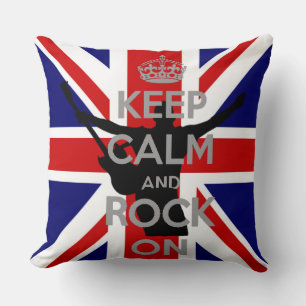 Flag of the United Kingdom Keep calm Rock on Cushion