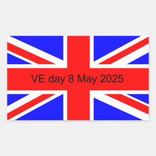 Flag of the United Kingdom VE day 2025 Rectangular Sticker