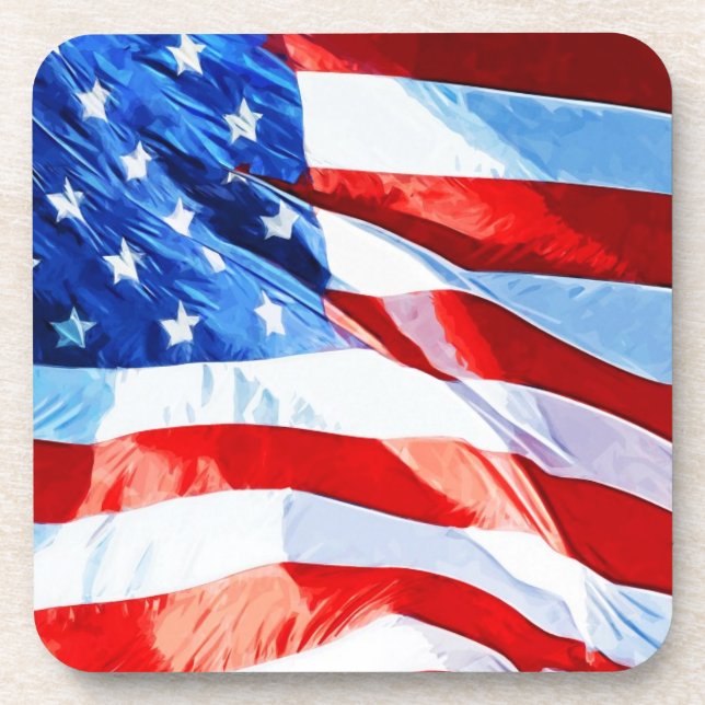 Flag of the United States Abstract Impressionism Coaster (Front)