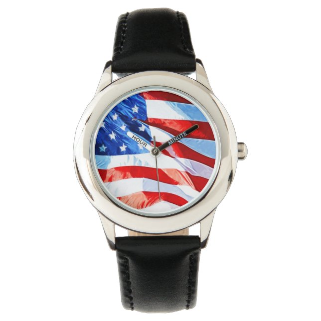 Flag of the United States Abstract Impressionism Watch (Front)