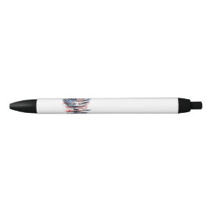Flag of the United States. America Black Ink Pen