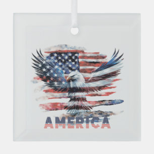 Flag of the United States. America Glass Tree Decoration