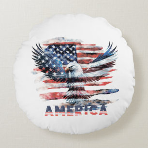 Flag of the United States. America Round Cushion