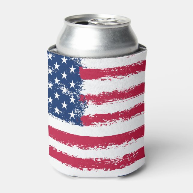 Flag of the United States Brushed Grunge Can Cooler (Can Front)