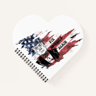 Flag of the United States.Donald Trump. Notebook
