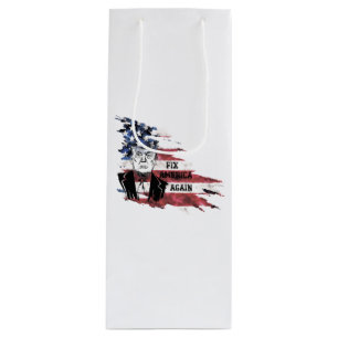 Flag of the United States.Donald Trump. Wine Gift Bag