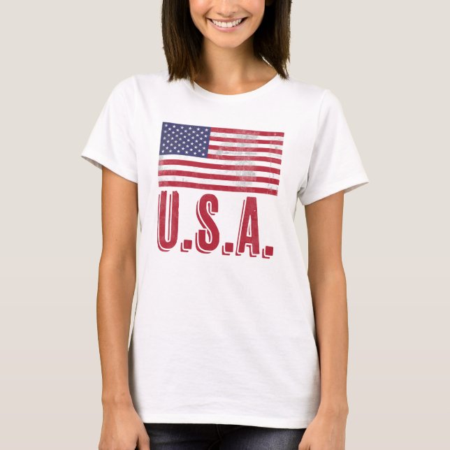 Flag of the United States of America "Grunge" look T-Shirt (Front)