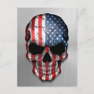 Flag of The United States on a Steel Skull Graphic Postcard