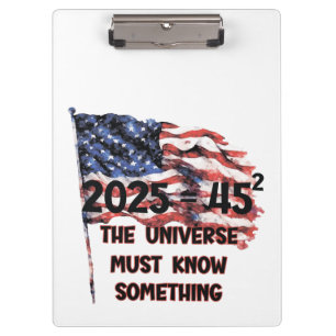Flag of the United States. President Donald Trump. Clipboard